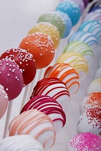 rows of multicolored truffle candy