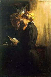 The Letter, painting from 1910 by James Carroll Beckwith