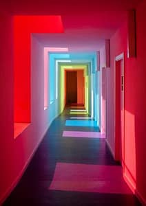 corridor in rainbow colors