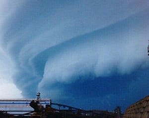 blue eye-wall clouds hurricane