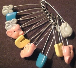 diaper safety pins with animal heads