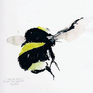 painting of honey bee in fight