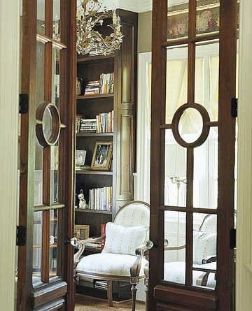 Wood and glass doors on study