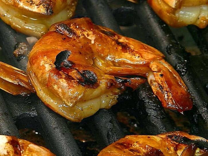 browned shrimp on grill